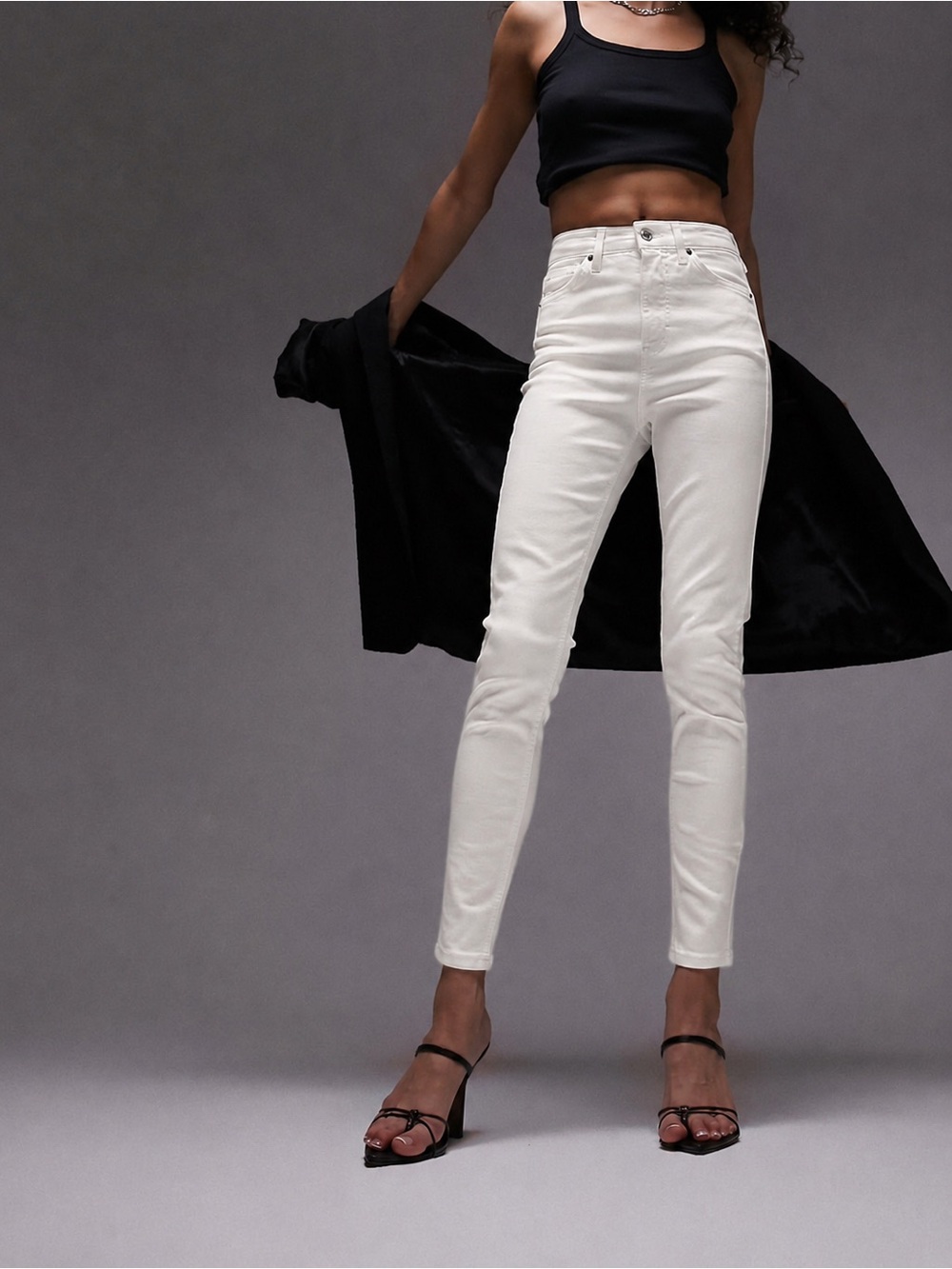 Topshop Jamie high rise skinny petite Ivory Cream Size 4 26 NWT!